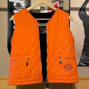 Kids, Harley Davidson, orange slick, puffer vest.
